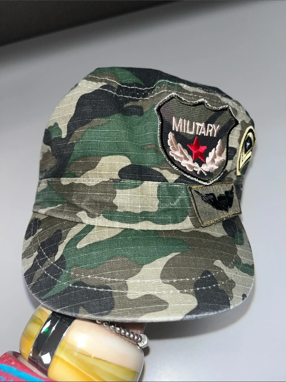 Source Unknown Green Camouflage Military Patch Cap